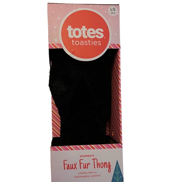 BNIB Totes Women's Toasties Faux-Fur Cross Slide Slippers - Picture 2 of 5